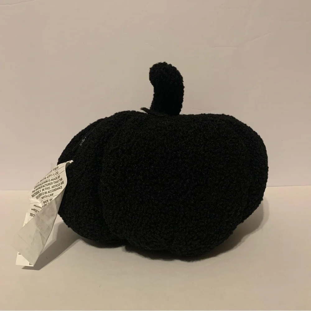 NWT. WAY TO CELEBRATE Black Plush Pumpkin Pillow